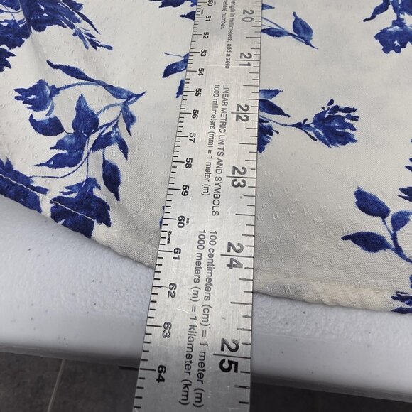 Old Navy Blouse Womens Large Tall White Blue Floral Peasant V-Neck Long Sleeve - Picture 9 of 9